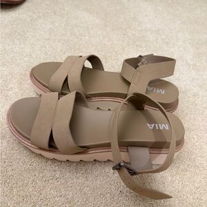 MIA Women's Beige Strap Sandals